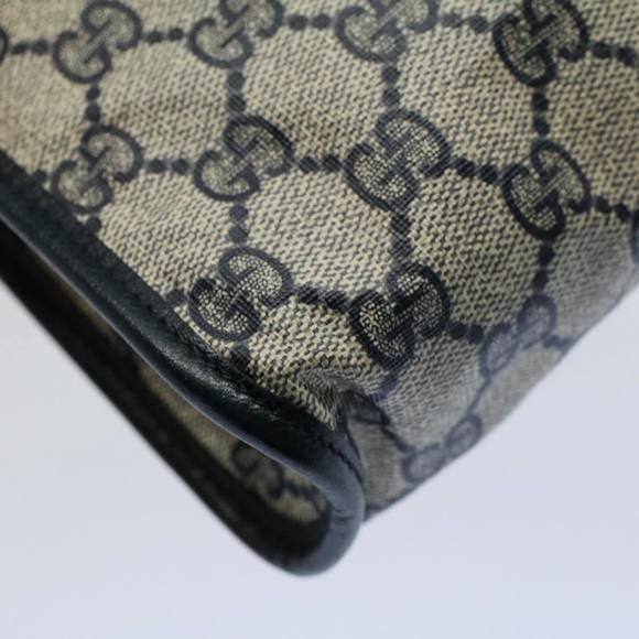 GUCCI GG Supreme Clutch Bag PVC Leather Navy Gray 014 115 Auth yk8933 - Picture 14 of 16